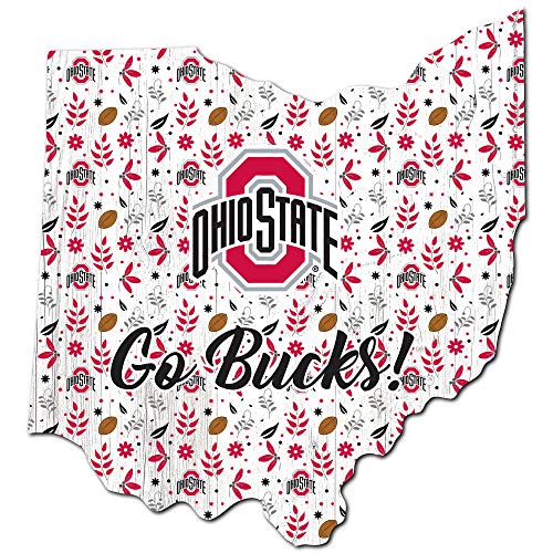 Fan Creations NCAA Ohio State Buckeyes Unisex Ohio State University Floral State Sign, Team Color, 12 inch - 757 Sports Collectibles