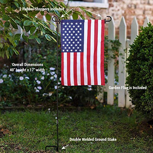 College Flags & Banners Co. Oregon Ducks Garden Flag and USA Flag Stand Pole Holder Set - 757 Sports Collectibles