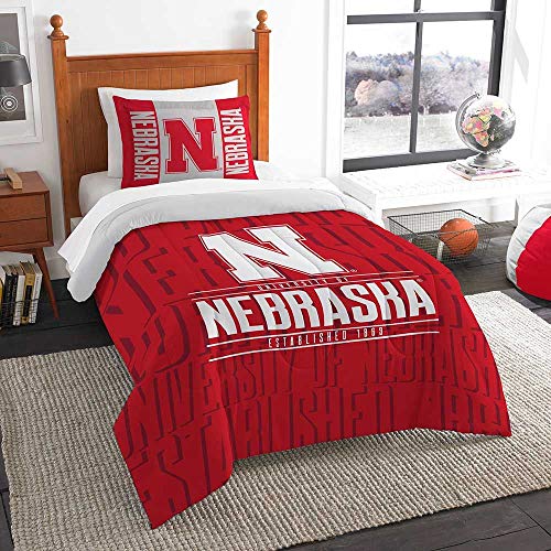 NORTHWEST NCAA Nebraska Cornhuskers Comforter and Sham Set, Twin, Modern Take - 757 Sports Collectibles