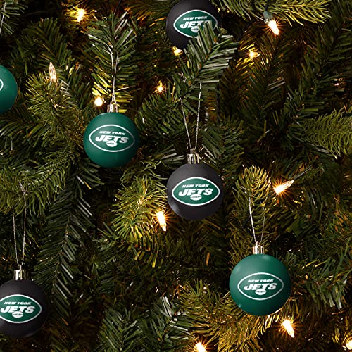 FOCO NFL New York Jets 12 Pack Ball Hanging Tree Holiday Ornament Set12 Pack Ball Hanging Tree Holiday Ornament Set, Team Color, One Size - 757 Sports Collectibles