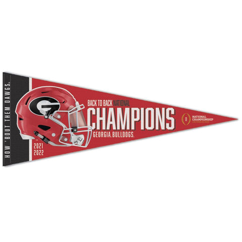 WinCraft Georgia Bulldogs Back-To-Back College Football Playoff National Champions 12'' x 30'' Premium Pennant - 757 Sports Collectibles