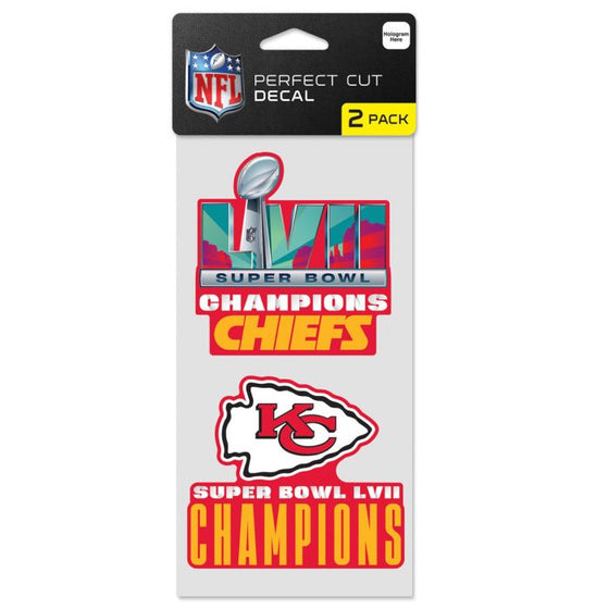 SUPER BOWL CHAMPIONS KANSAS CITY CHIEFS 2023 SUPER BOWL CHAMP PERFECT CUT DECAL SET OF TWO 4"X4" - 757 Sports Collectibles