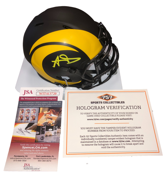 Los Angeles Rams Aaron Donald Signed Auto Eclipse Mini Helmet JSA W COA - 757 Sports Collectibles