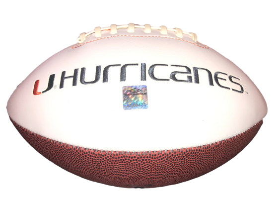 Miami Hurricanes Santana Moss Signed Auto Wht Logo Football - 757 COA - 757 Sports Collectibles