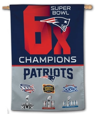 New England Patriots Super Bowl 53 Champions 6-time Super Bowl Champions 28x44 House Banner Flag