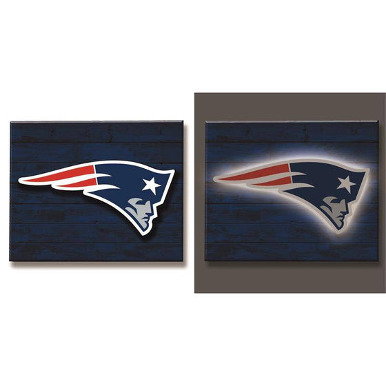 Preorder - NFL New England Patriots LED Wall Decor Art Metal Logo Distressed Composite Wood Sign - 757 Sports Collectibles