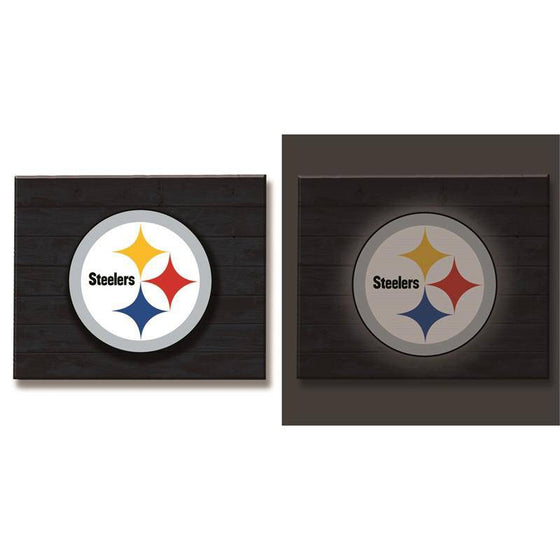 NFL Pittsburgh Steelers LED Wall Decor Art Metal Logo Distressed Composite Wood Sign - 757 Sports Collectibles