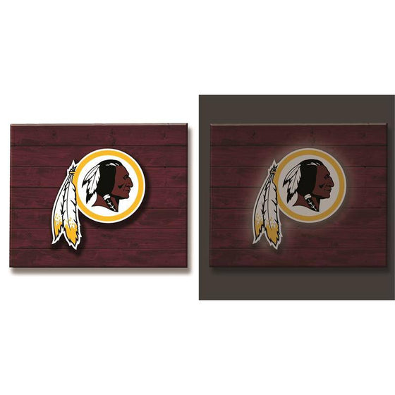 NFL Washington Redskins LED Wall Decor Art Metal Logo Distressed Composite Wood Sign - 757 Sports Collectibles