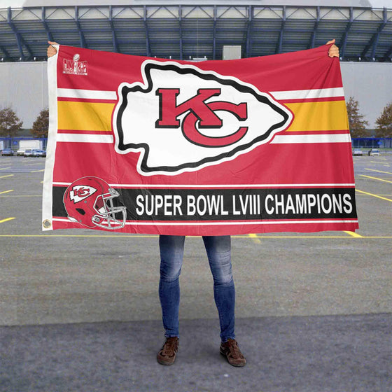 Kansas City Chiefs 2024 Super Bowl Champions Flag Outdoor Indoor 3x5 Foot Banner - 757 Sports Collectibles