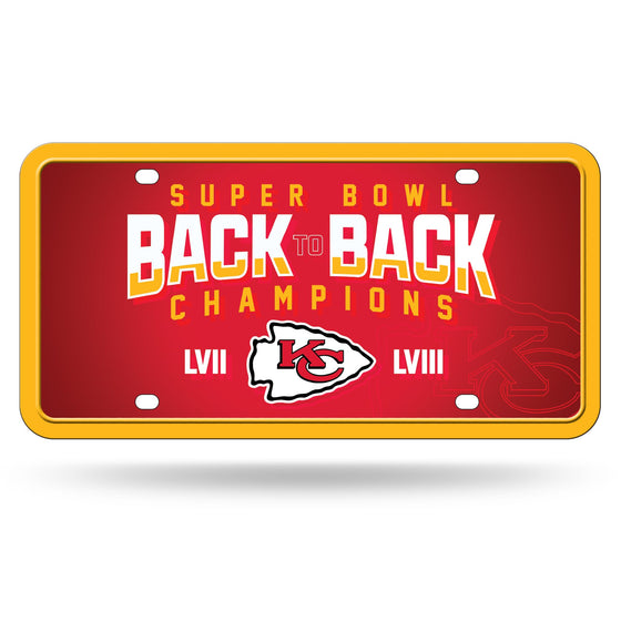Rico Industries NFL Football Kansas City Chiefs 2024 Super Bowl LVIII Champions Metal Auto Tag 6" x 12" - Great for Truck/Car/SUV - 757 Sports Collectibles
