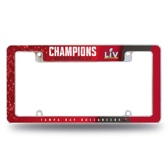 Rico Industries NFL Tampa Bay Buccaneers Super Bowl LV Champions All Chrome Frame, 6-inches by 12.25-inches - 757 Sports Collectibles