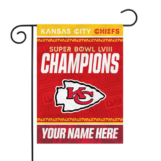 Rico Industries NFL Football Kansas City Chiefs 2024 Super Bowl LVIII Champions Personalized Garden Flag - 757 Sports Collectibles