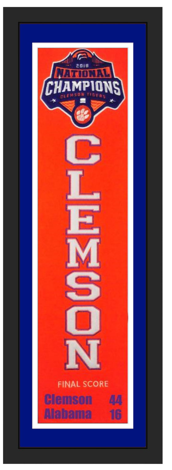 2018 CFP National Champions Clemson Tigers Framed Heritage Banner Purple