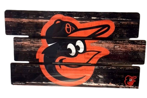 Baltimore Orioles Wooden Fence Wood Sign 25"x14" - 757 Sports Collectibles