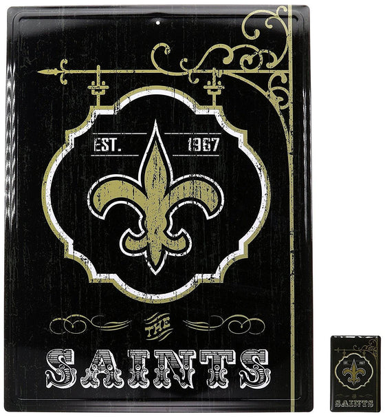 New Orleans Saints Tin Sign & Magnet Set 12"x16" - 757 Sports Collectibles
