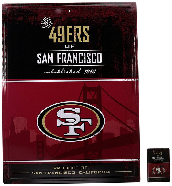 San Francisco 49ers Tin Sign & Magnet Set 12"x16" - 757 Sports Collectibles