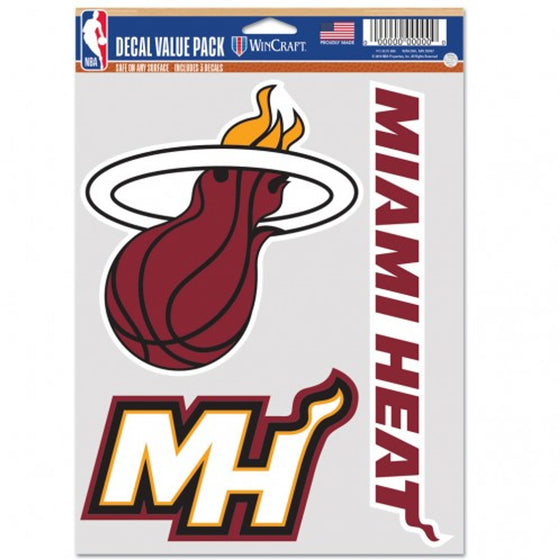 Miami Heat Decal Multi Use Fan 3 Pack Special Order