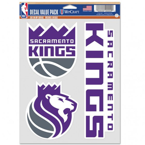 Sacramento Kings Decal Multi Use Fan 3 Pack Special Order