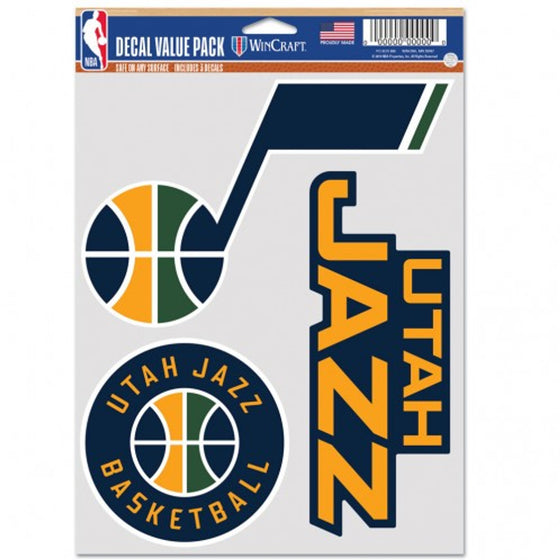 Utah Jazz Decal Multi Use Fan 3 Pack Special Order