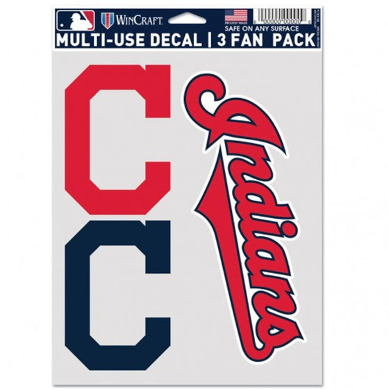 Cleveland Indians Decal Multi Use Fan 3 Pack Special Order