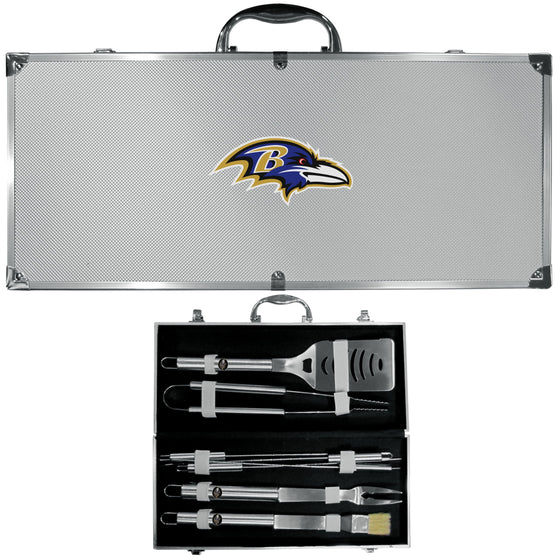 Baltimore Ravens 8 pc Stainless Steel BBQ Set w/Metal Case (SSKG) - 757 Sports Collectibles