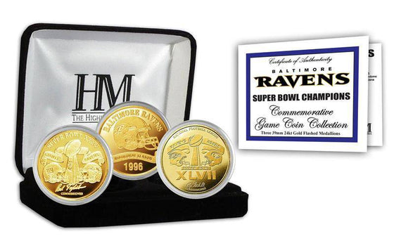 Baltimore Ravens 2-time Super Bowl Champions Gold Game Coin Set (HM) - 757 Sports Collectibles