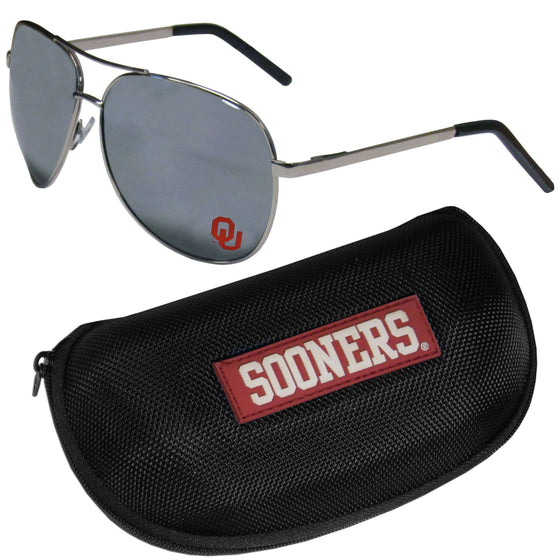 Oklahoma Sooners Aviator Sunglasses and Zippered Carrying Case (SSKG) - 757 Sports Collectibles