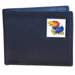 Kansas Jayhawks Leather Bi-fold Wallet Packaged in Gift Box (SSKG) - 757 Sports Collectibles