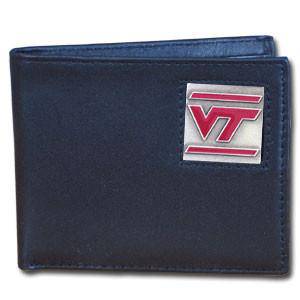 Virginia Tech Hokies Leather Bi-fold Wallet Packaged in Gift Box (SSKG) - 757 Sports Collectibles