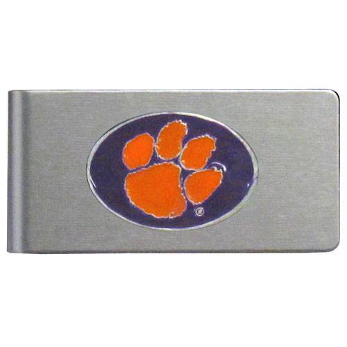Clemson Tigers Brushed Metal Money Clip (SSKG) - 757 Sports Collectibles