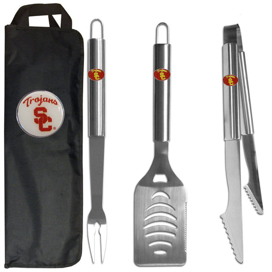 USC Trojans 3 pc Stainless Steel BBQ Set with Bag (SSKG) - 757 Sports Collectibles