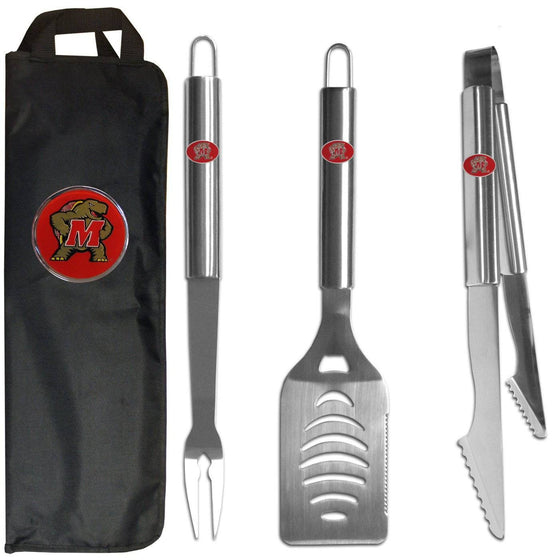 Maryland Terrapins 3 pc Stainless Steel BBQ Set with Bag (SSKG) - 757 Sports Collectibles