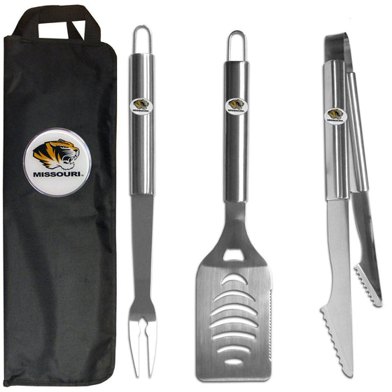 Missouri Tigers 3 pc Stainless Steel BBQ Set with Bag (SSKG) - 757 Sports Collectibles