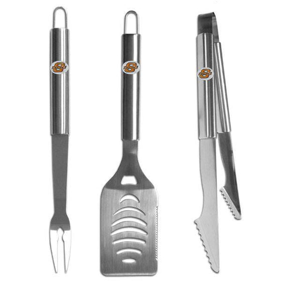 Oklahoma State Cowboys 3 pc Stainless Steel BBQ Set (SSKG) - 757 Sports Collectibles