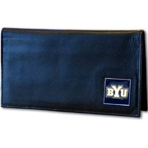 BYU Cougars Deluxe Leather Checkbook Cover (SSKG) - 757 Sports Collectibles