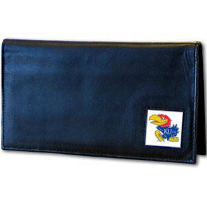 Kansas Jayhawks Deluxe Leather Checkbook Cover (SSKG) - 757 Sports Collectibles