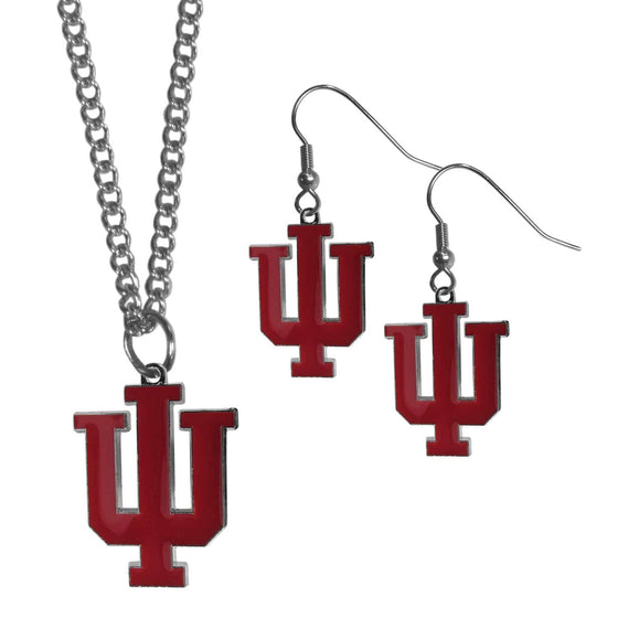Indiana Hoosiers Dangle Earrings and Chain Necklace Set (SSKG) - 757 Sports Collectibles