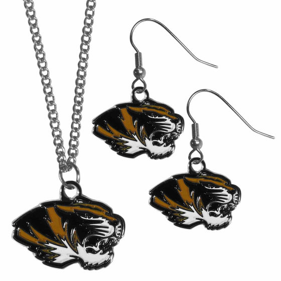 Missouri Tigers Dangle Earrings and Chain Necklace Set (SSKG) - 757 Sports Collectibles
