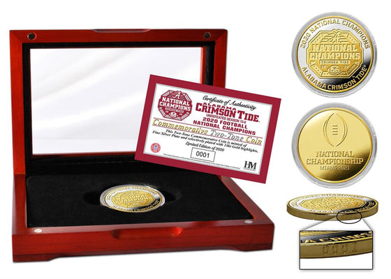 Alabama Crimson Tide 2020-2021 NCAA Football National Champions Limited Edition Two-Tone Silver & Gold Mint Coin