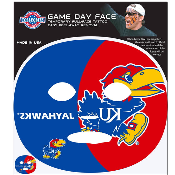 Kansas Jayhawks Game Face Temporary Tattoo (SSKG) - 757 Sports Collectibles