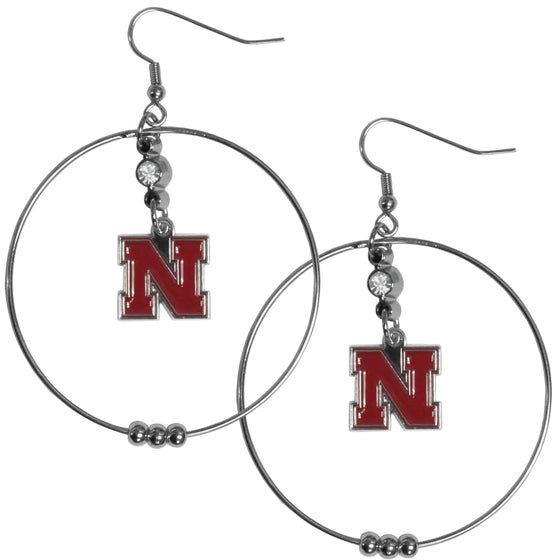 Nebraska Cornhuskers 2 Inch Hoop Earrings (SSKG) - 757 Sports Collectibles