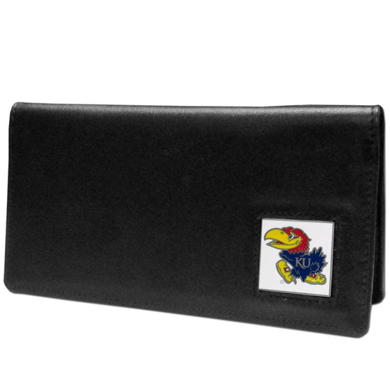 Kansas Jayhawks Leather Checkbook Cover (SSKG) - 757 Sports Collectibles
