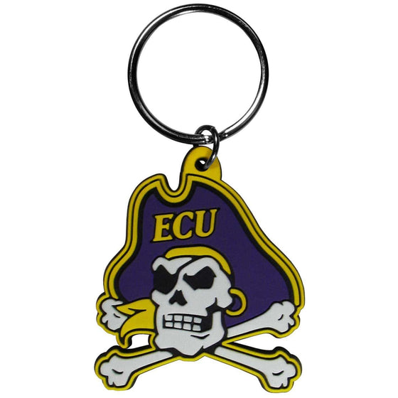 NCAA East Carolina ECU Pirates Flex Rubber Logo Key Chain Ring - 757 Sports Collectibles