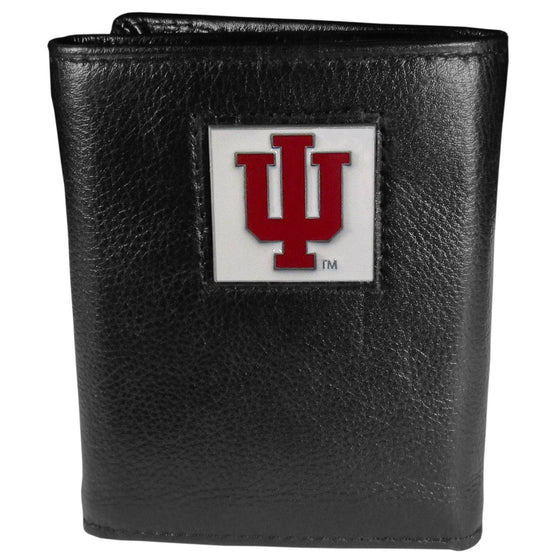 Indiana Hoosiers Deluxe Leather Tri-fold Wallet Packaged in Gift Box (SSKG) - 757 Sports Collectibles