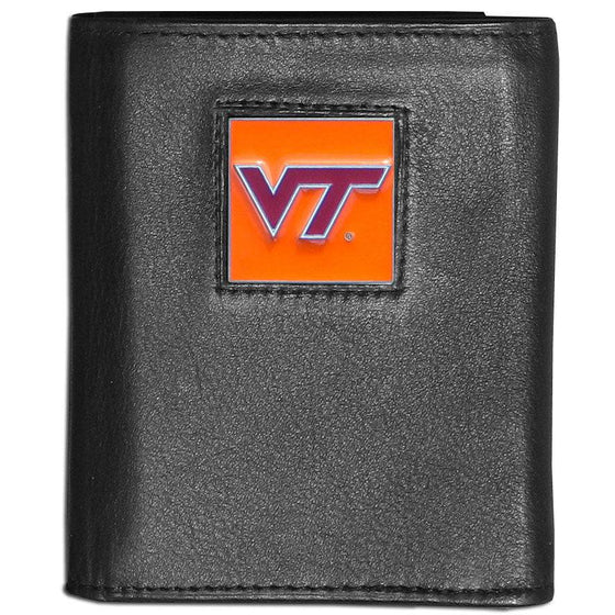 Virginia Tech Hokies Deluxe Leather Tri-fold Wallet (SSKG) - 757 Sports Collectibles