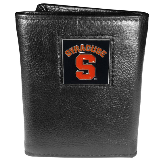 Syracuse Orange Deluxe Leather Tri-fold Wallet Packaged in Gift Box (SSKG) - 757 Sports Collectibles