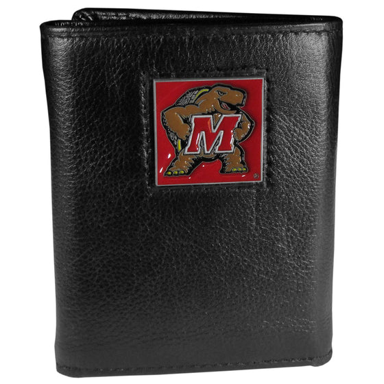 Maryland Terrapins Deluxe Leather Tri-fold Wallet (SSKG) - 757 Sports Collectibles