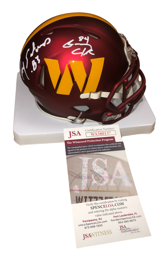 Washington Commanders Ricky Sanders Gary Clark Signed Auto Mini Helmet - JSA W COA - 757 Sports Collectibles