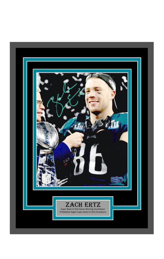 Philadelphia Eagles Zach Ertz Signed Autograph Select Framed 8x10 Photo (Trophy) - Ertz Exclusive Hologram - 757 Sports Collectibles