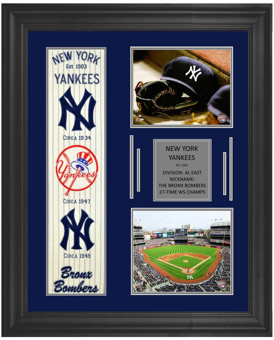 New York Yankees Deluxe Framed Heritage Banner 23x35 - 757 Sports Collectibles